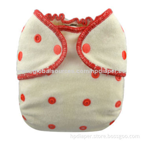 Cloth Diaper, One Sewn-in 3-layer 100% Bamboo Insert